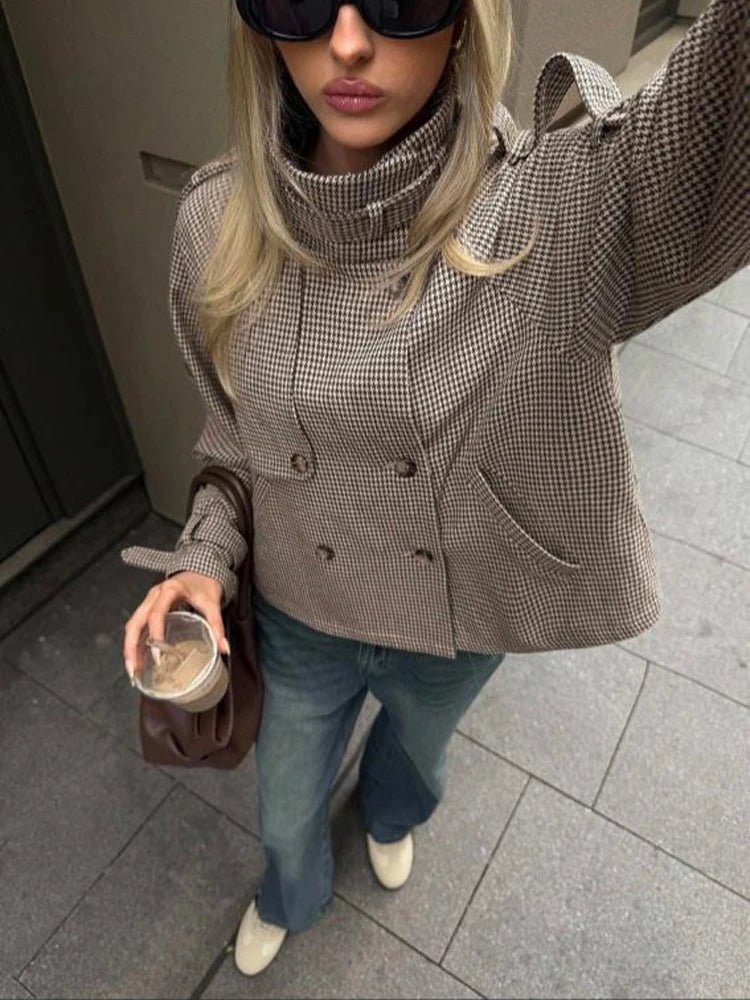 Denise Houndstooth Plaid Jacket