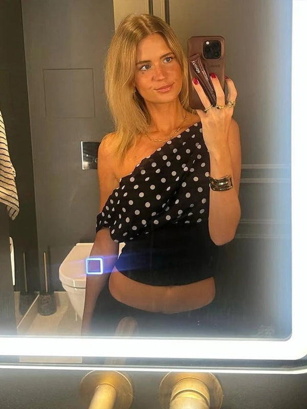 Dianne Skew Collar Polka Dot Top