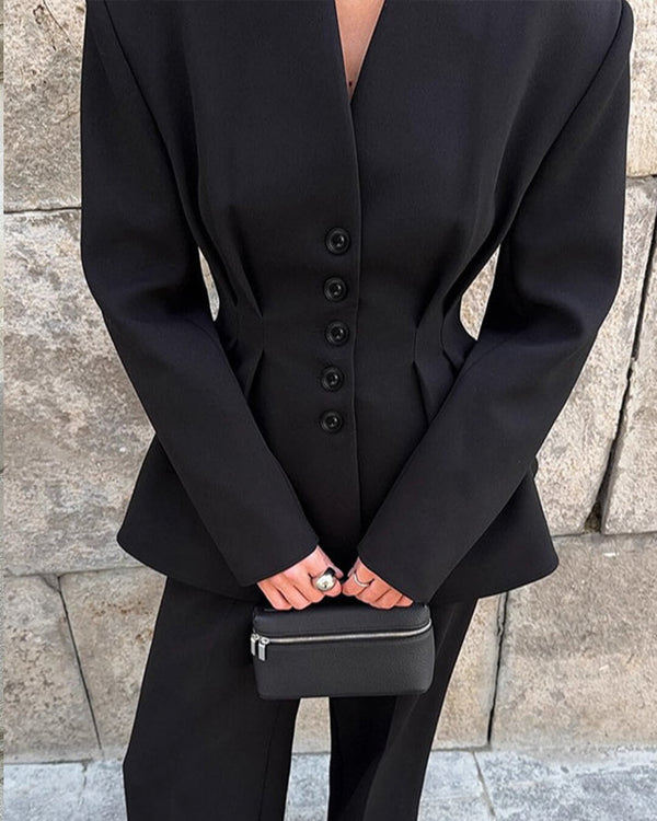 Empress blazer med rynket midje og V-hals