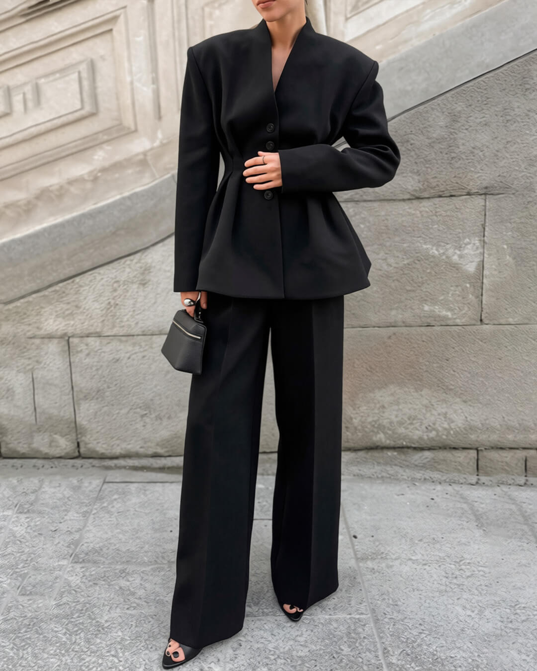 Empress blazer med rynket midje og V-hals
