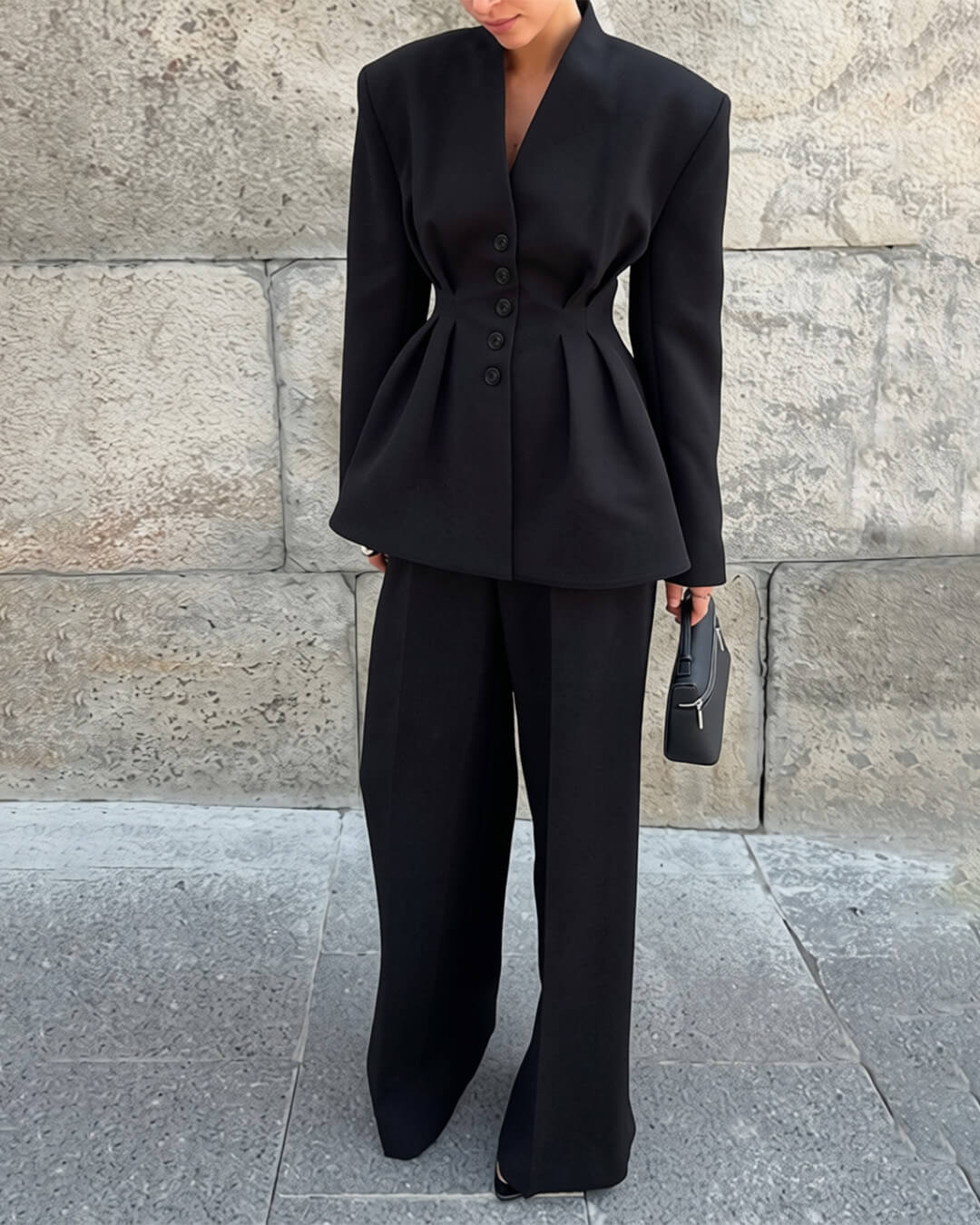 Empress blazer med rynket midje og V-hals