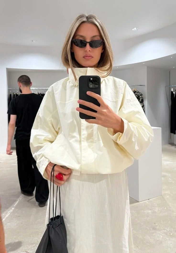 Erica trikot-vindjakke med traktkrage