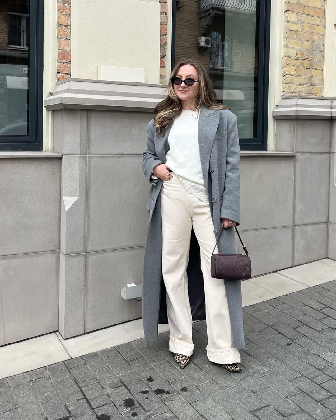 Eva-vevd veske i semsket skinn