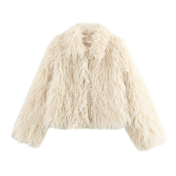 Fluffy jakke i fuskepels