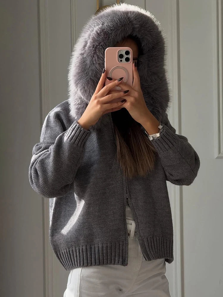 Oversized cardigan i fuskepels