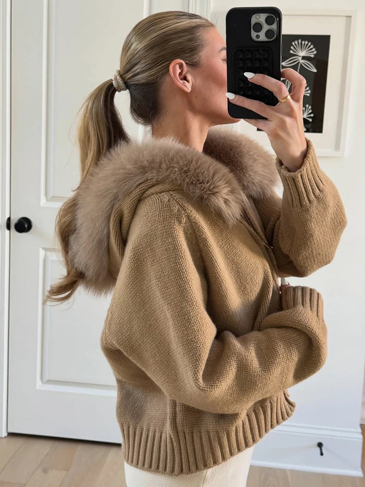 Oversized cardigan i fuskepels