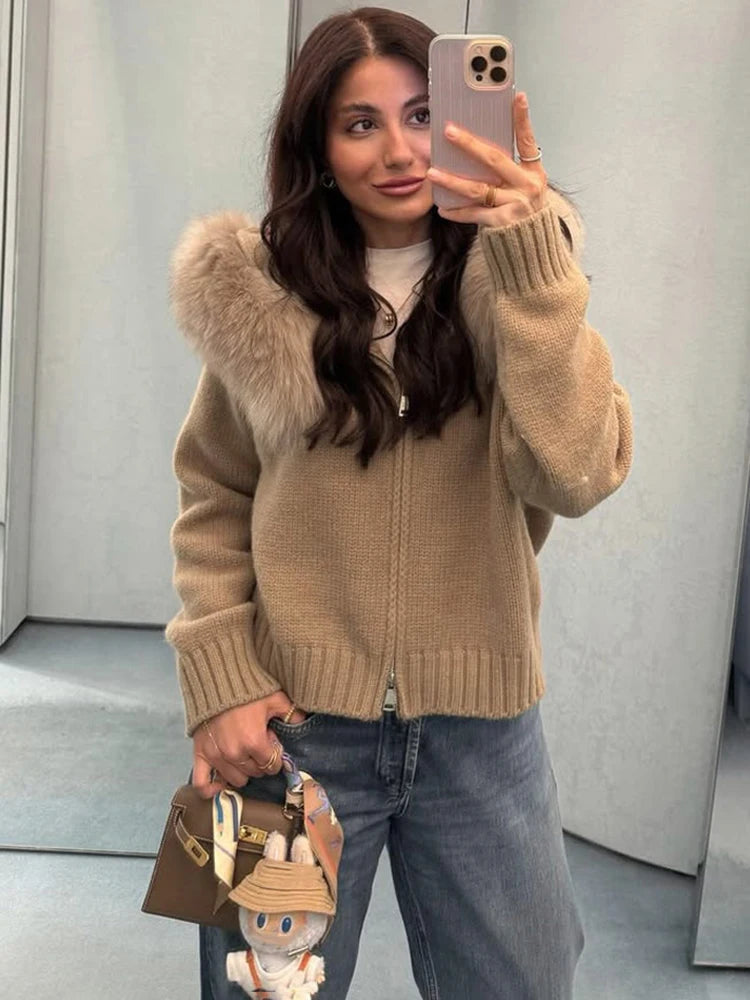 Oversized cardigan i fuskepels