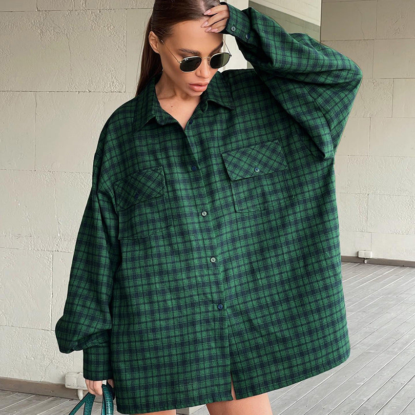 Kasia oversized rutete skjorte