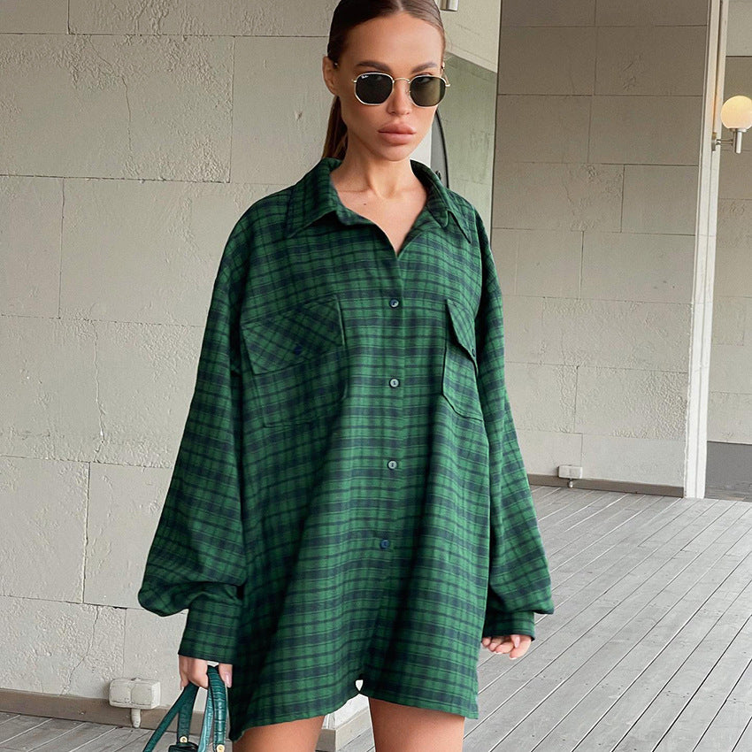 Kasia oversized rutete skjorte