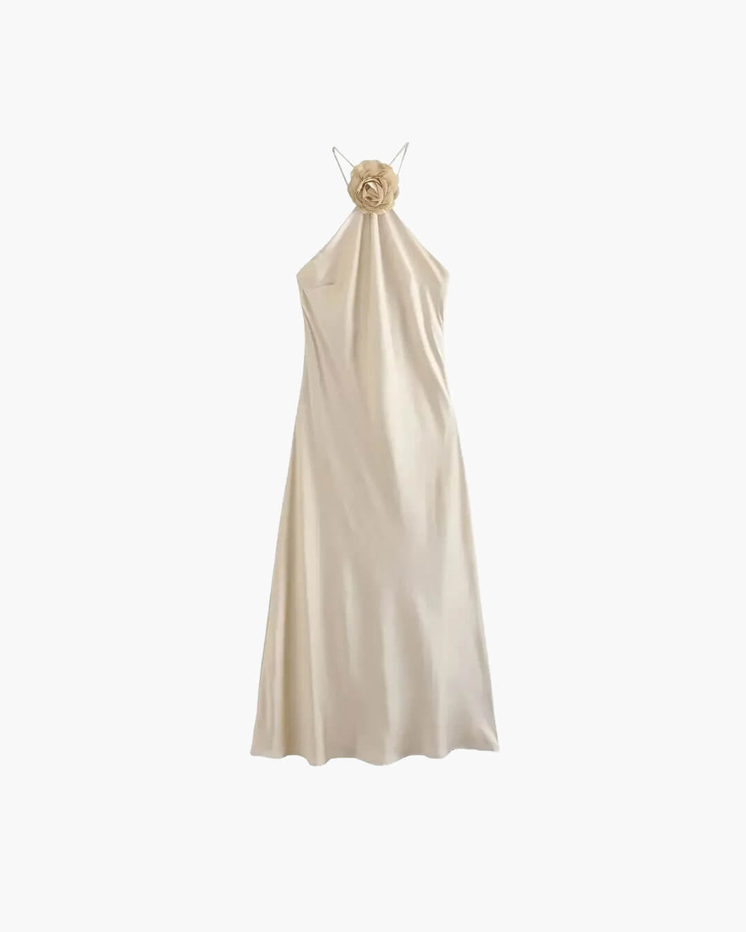 Harper sateng-maxikjole med halterneck