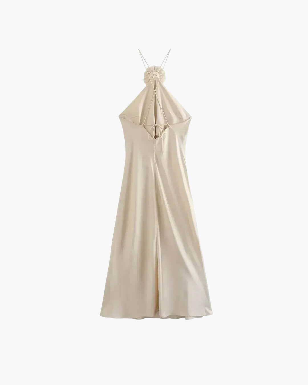 Harper sateng-maxikjole med halterneck
