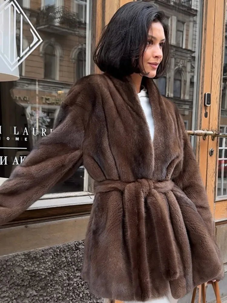 Hazel jakke i fuskepels med belte