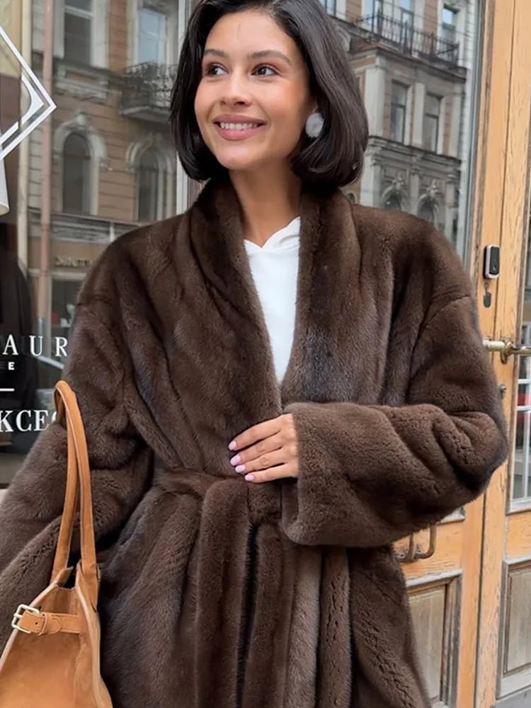 Hazel jakke i fuskepels med belte
