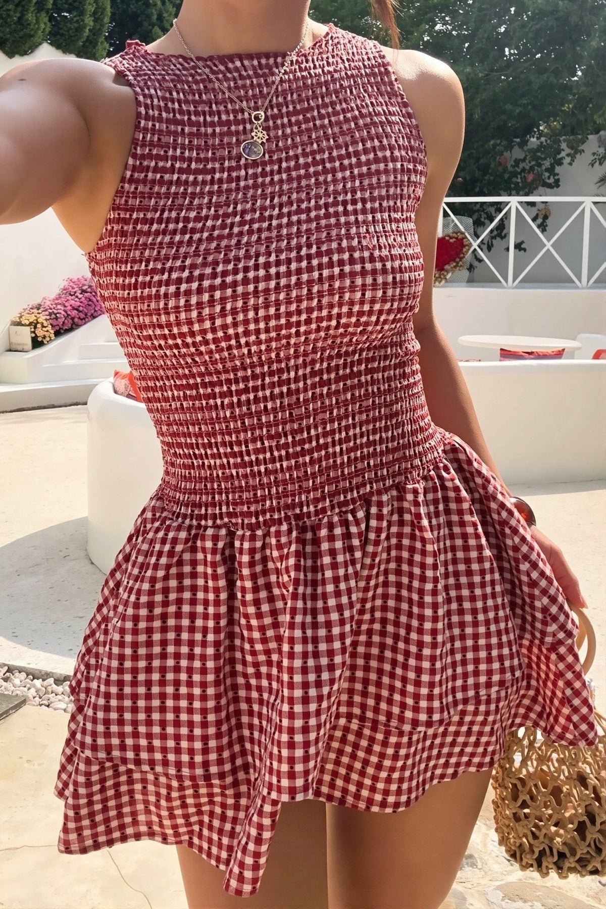 Hazel rutete, rynket minikjole