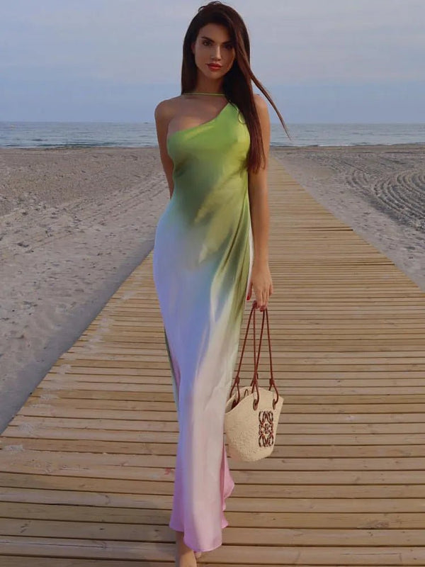 Helena asymmetrisk offshoulderkjole