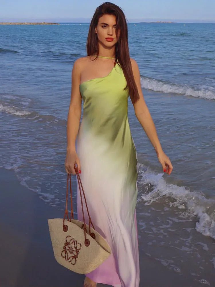 Helena asymmetrisk offshoulderkjole