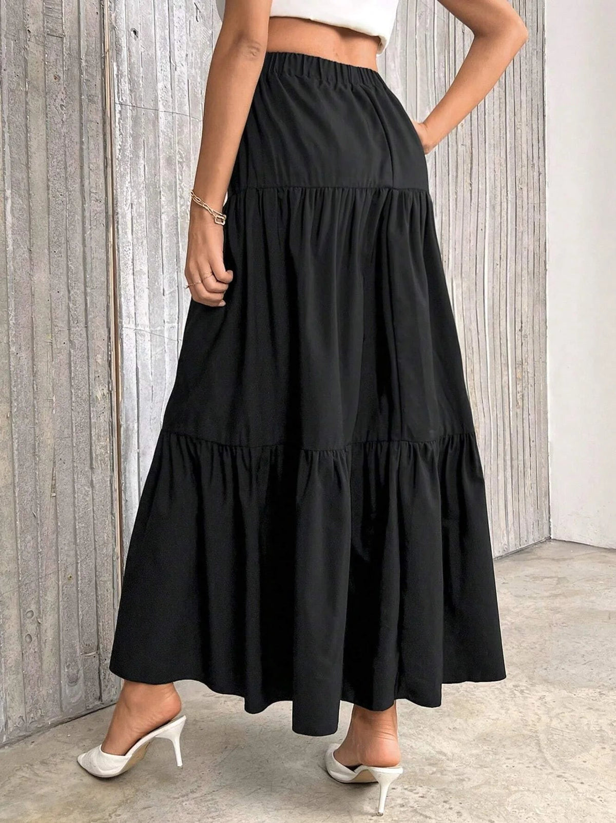 Idalia High Waist Flounce Hem A-Line Skirt
