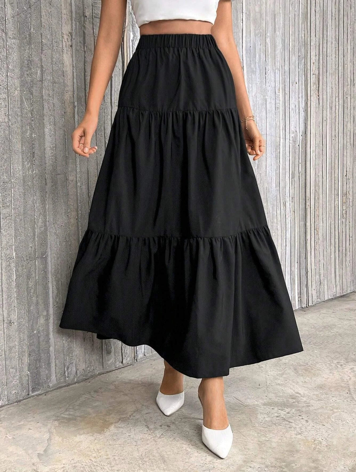 Idalia High Waist Flounce Hem A-Line Skirt
