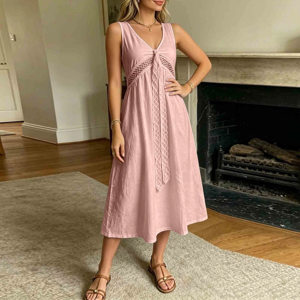 Ilaria A-linjekjole med blondekant