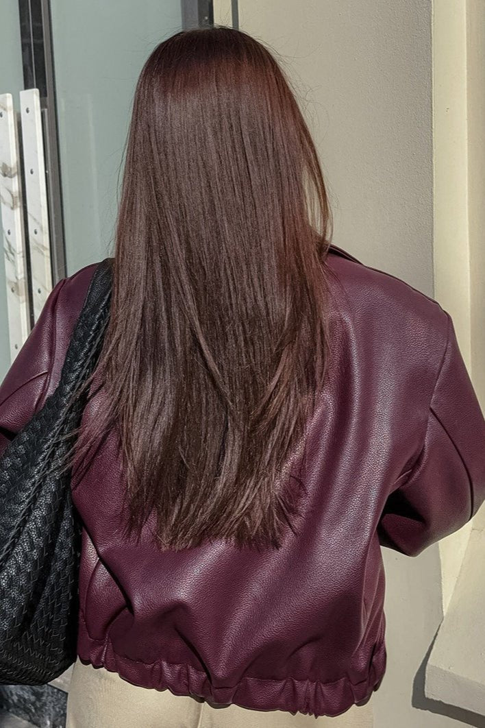 Ilona matt motorsykkeljakke i imitert skinn