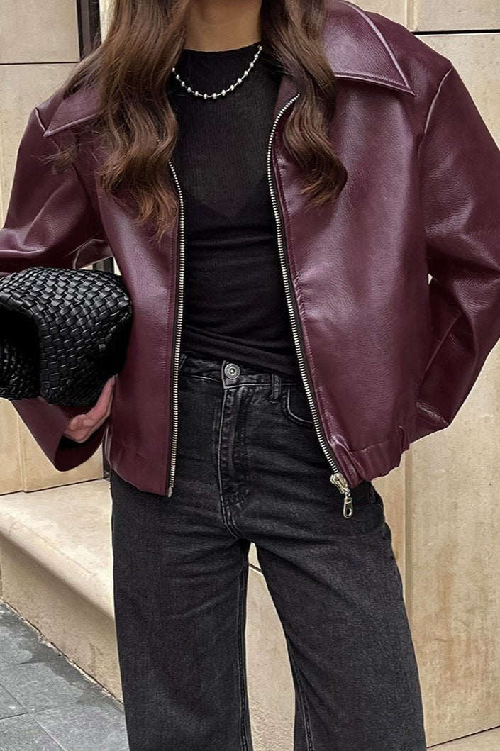 Ilona matt motorsykkeljakke i imitert skinn