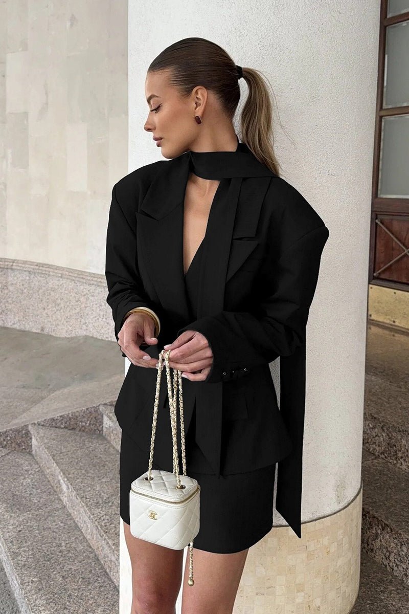 Janna blazer med én knapp og skjerfkrage