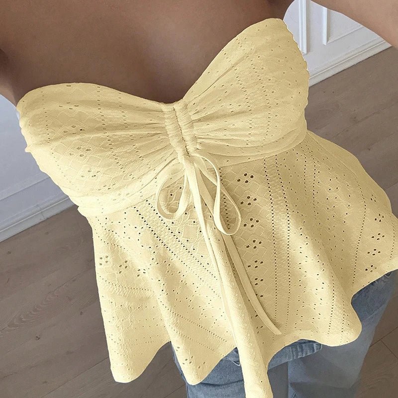 Jasmine bandeautopp med hullbroderi