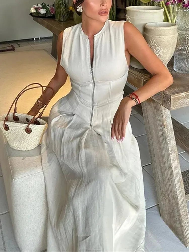 Jessica ermeløs midikjole