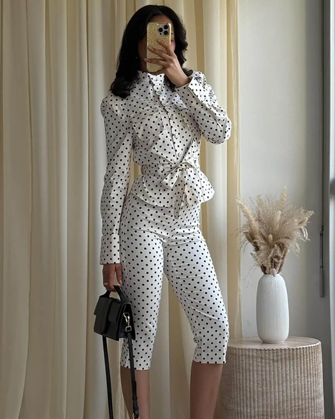 Jia Polka Dot High-Waist Trouser Set