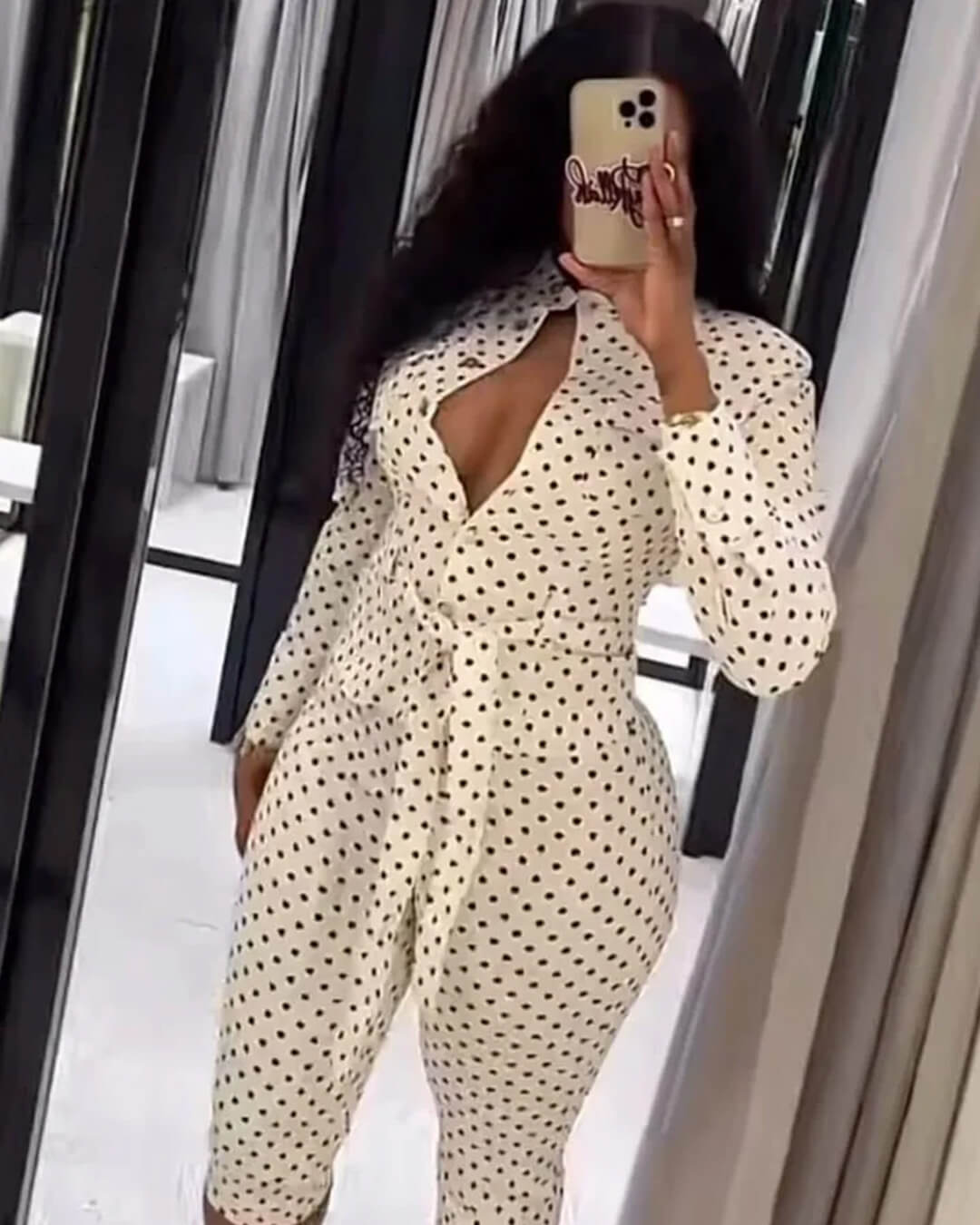Jia Polka Dot High-Waist Trouser Set