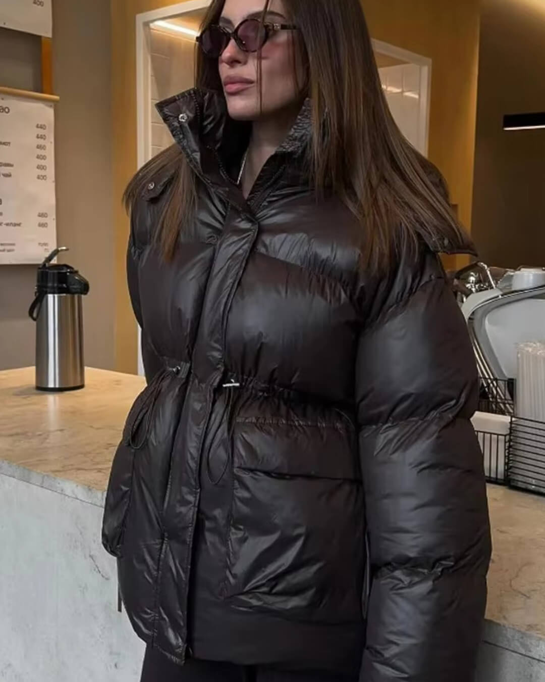 Jillian glanset vattert jakke