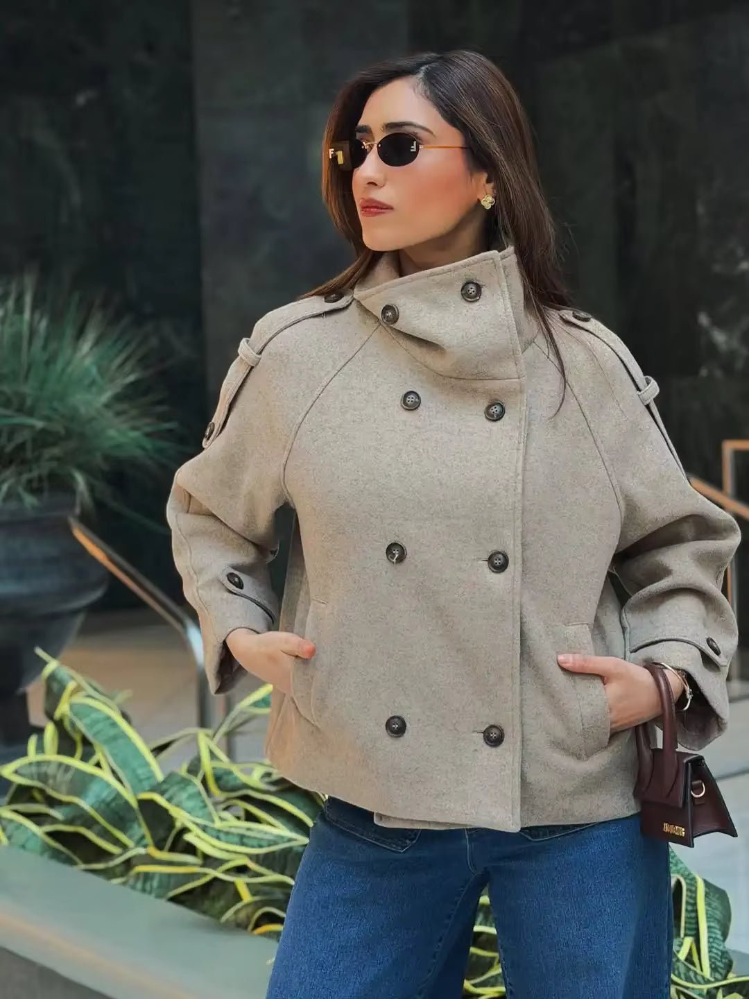 Julie oversized kåpe med ståkrage