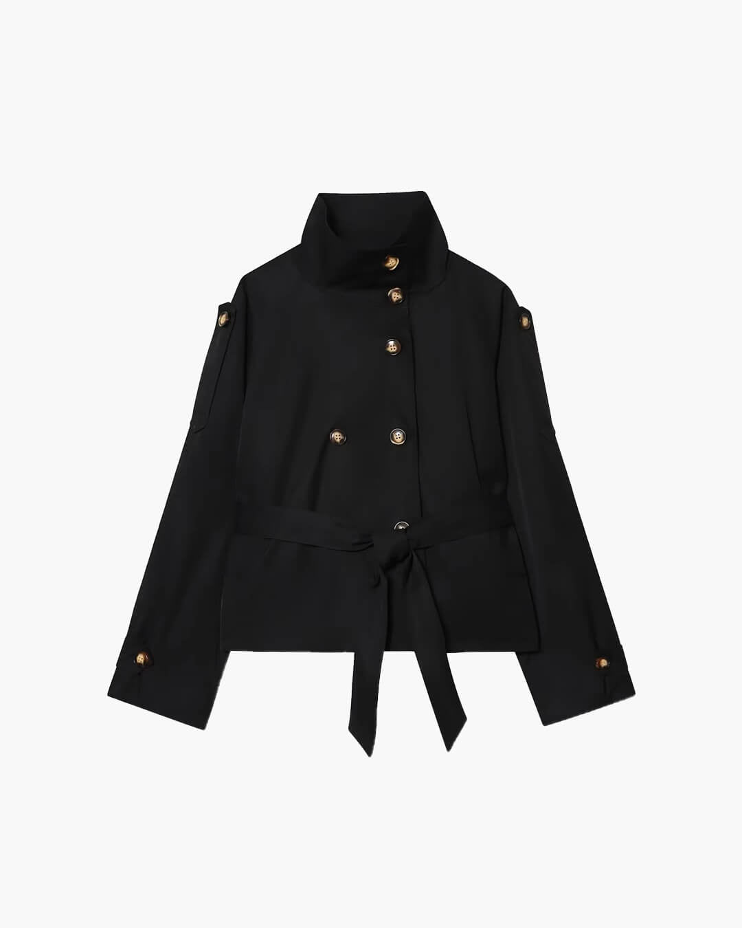 Kara kort trenchcoat med ståkrage