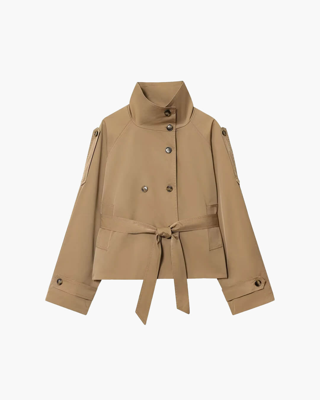 Kara kort trenchcoat med ståkrage