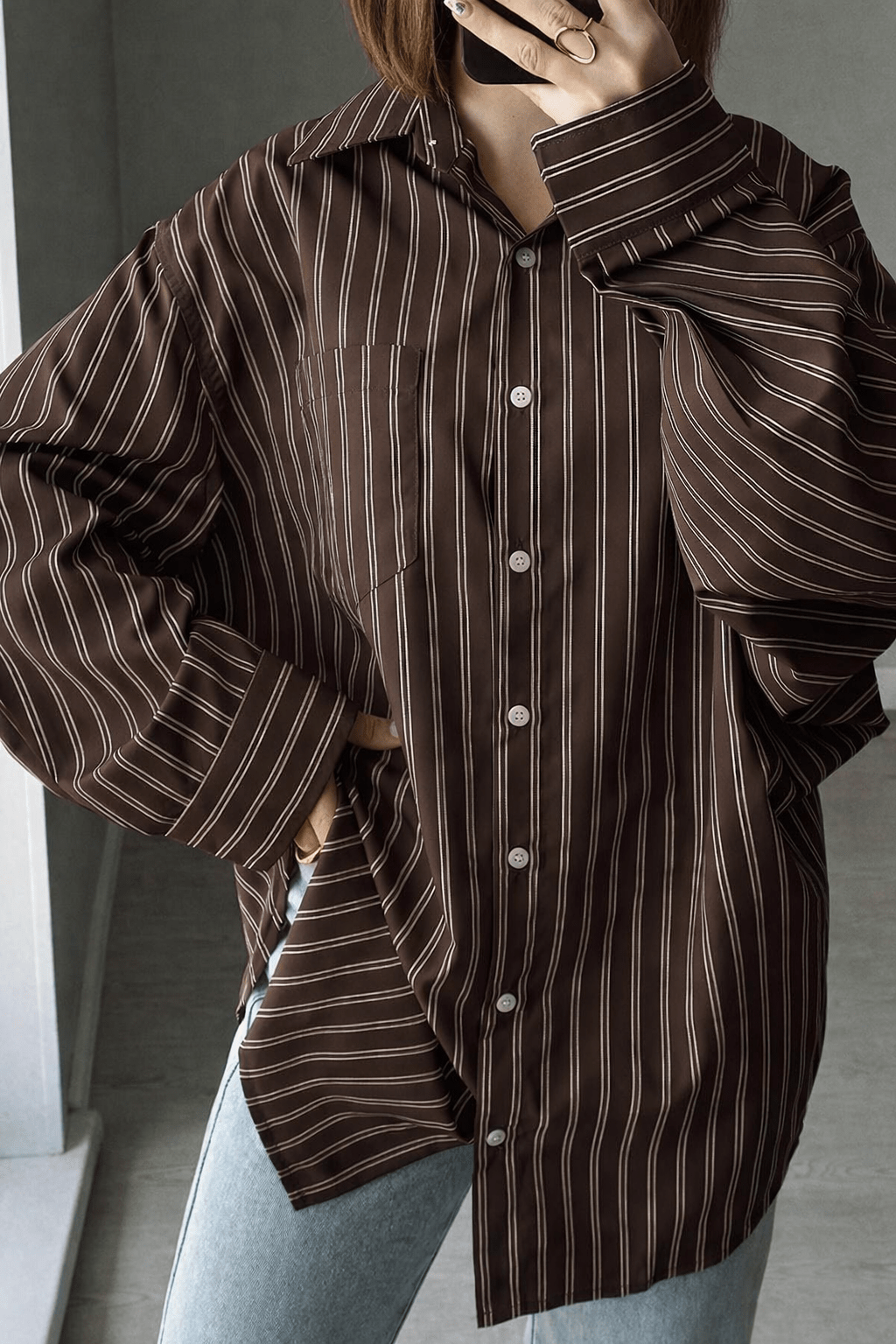 Kathy Bat Sleeve Striped Shirts