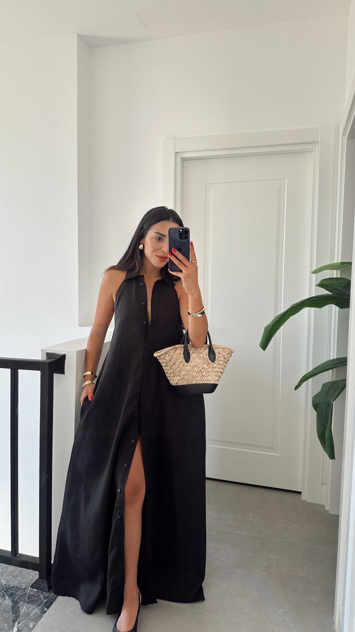 Kaya elegant maxikjole med halterneck
