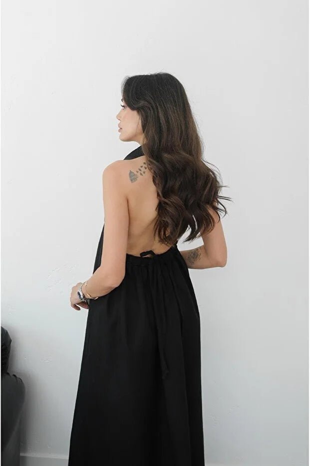 Kaya elegant maxikjole med halterneck