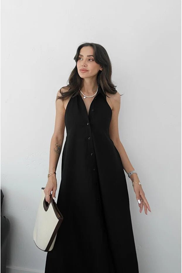 Kaya elegant maxikjole med halterneck