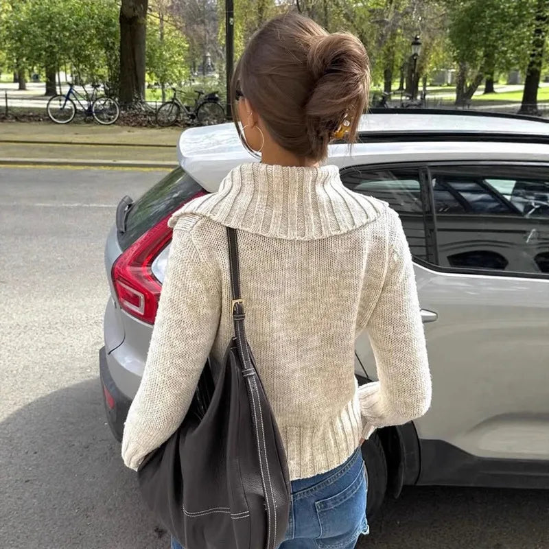 Hanne strikket cardigan med bred krage