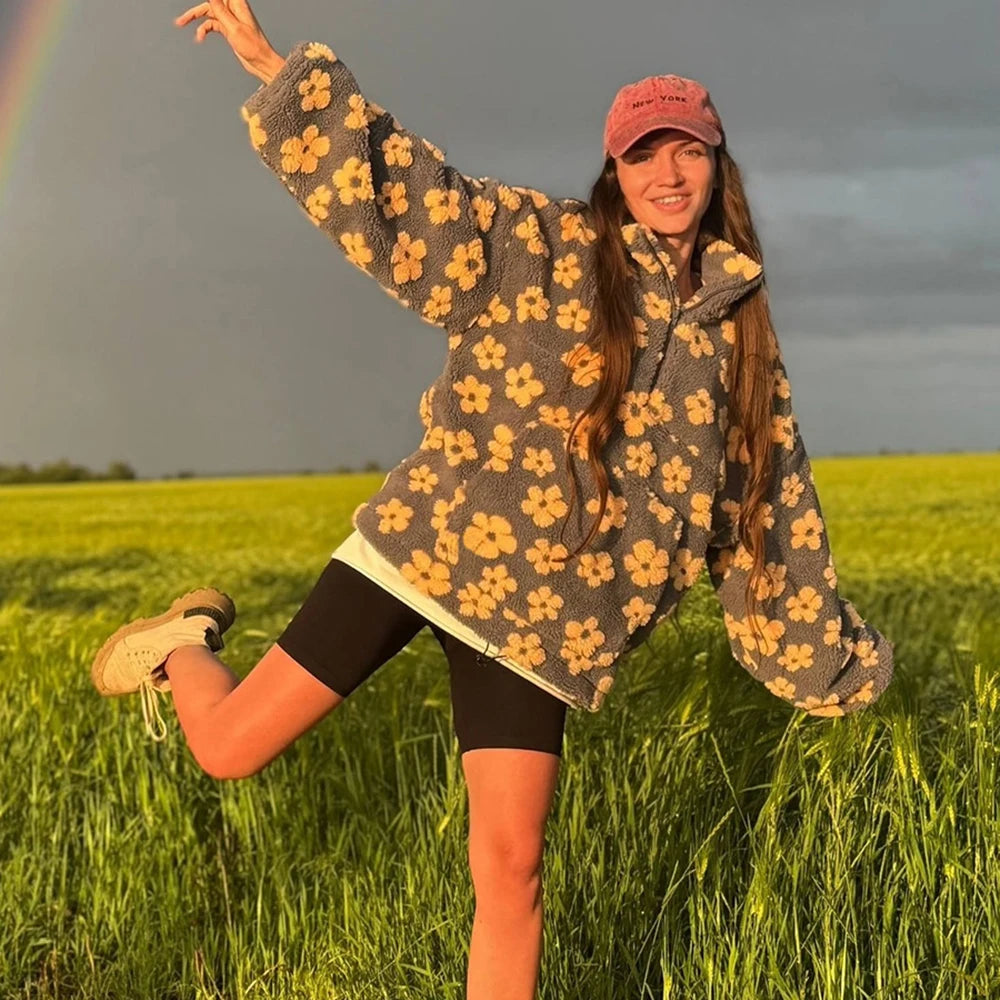 Oversized strikkegenser med glidelås