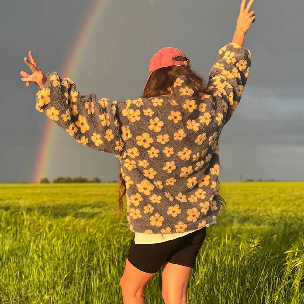 Oversized strikkegenser med glidelås