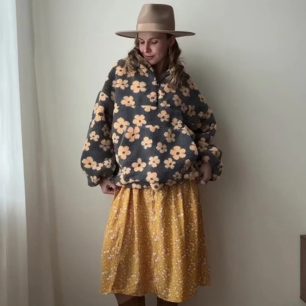 Oversized strikkegenser med glidelås