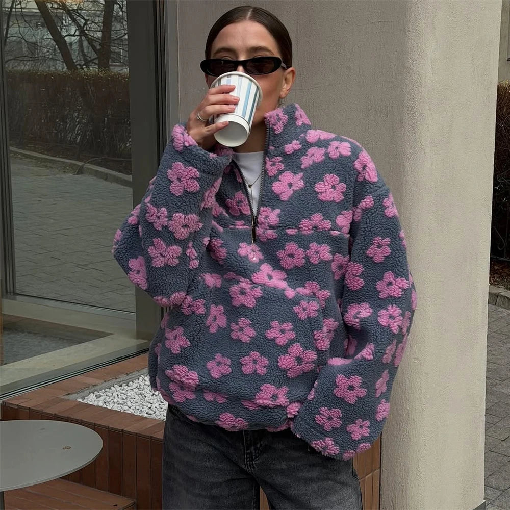 Oversized strikkegenser med glidelås