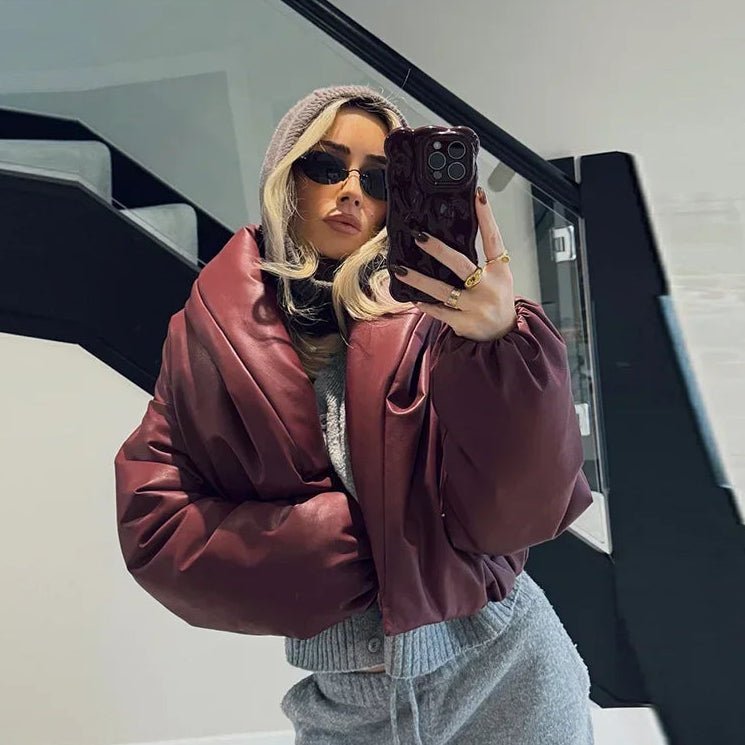 Lara skinnjakke med slag
