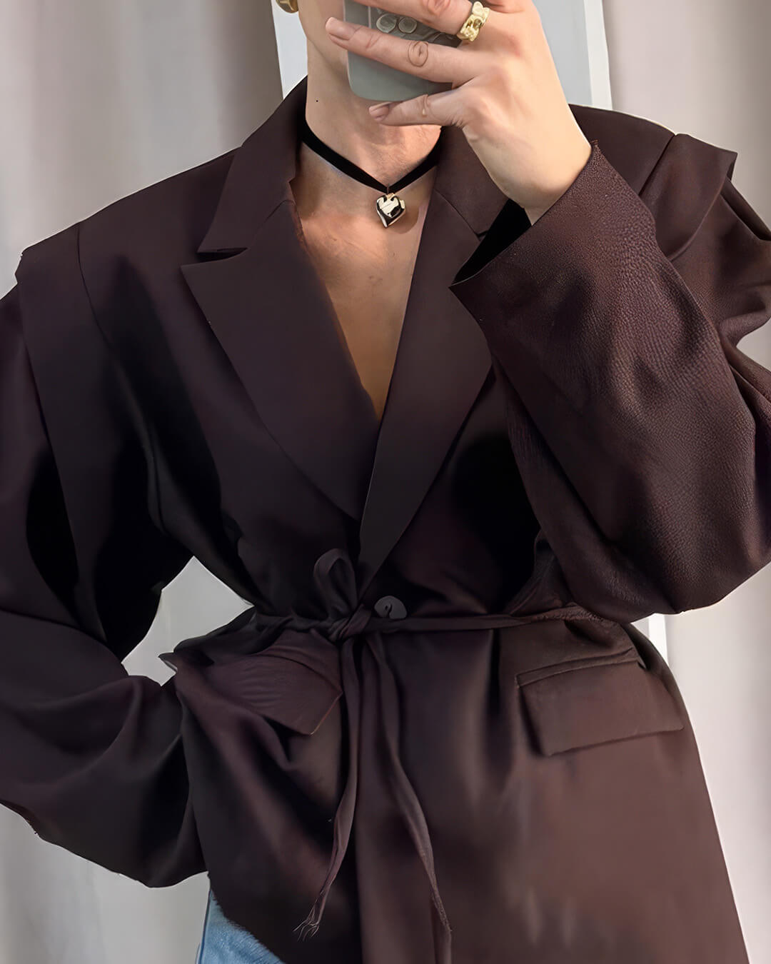 Leandra blazer med vide ermer og belte