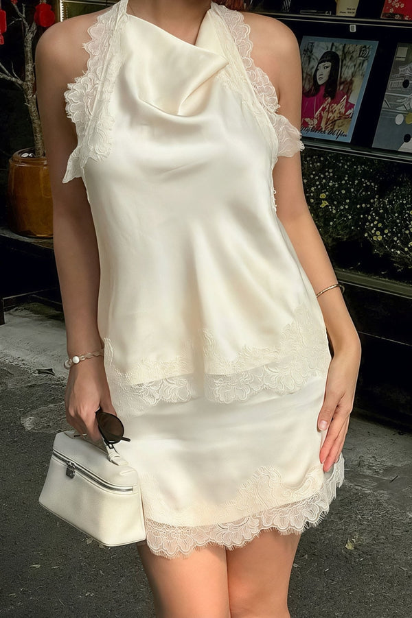 Lena blondet minikjole med halterneck