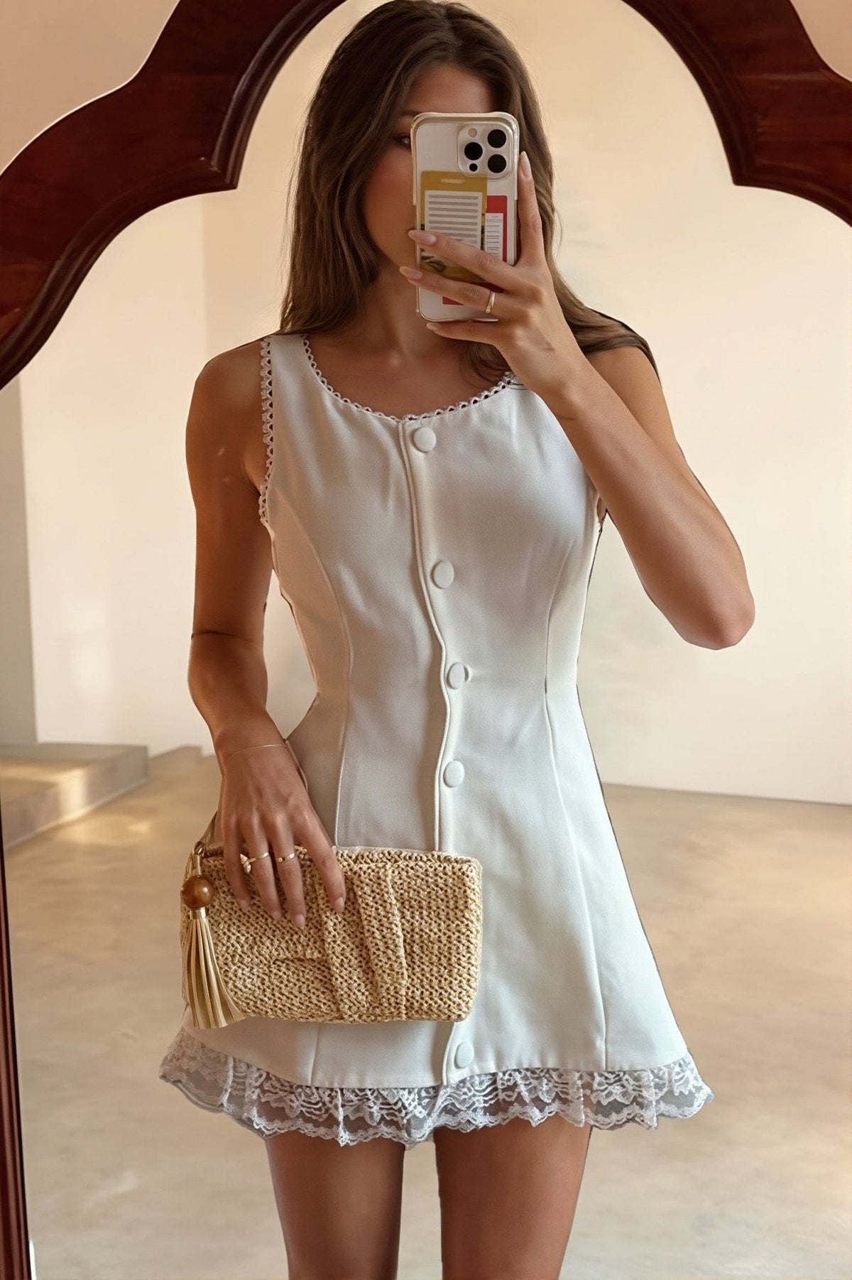 Lia Lace Trim Fit and Flare Mini Dress