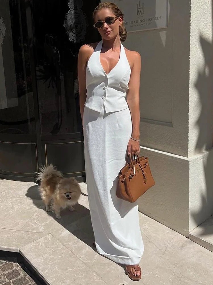 Lianna Halter Maxi Skirt Set