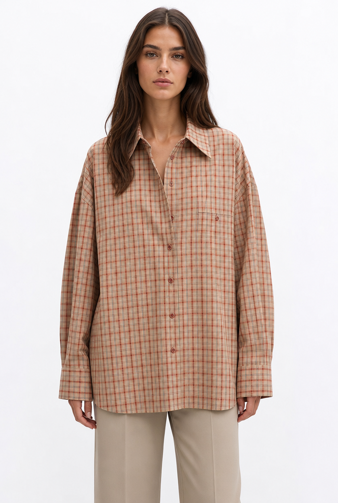 Fenna oversized rutete skjorte