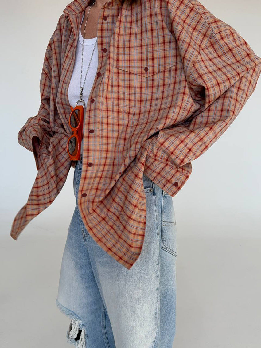 Fenna oversized rutete skjorte